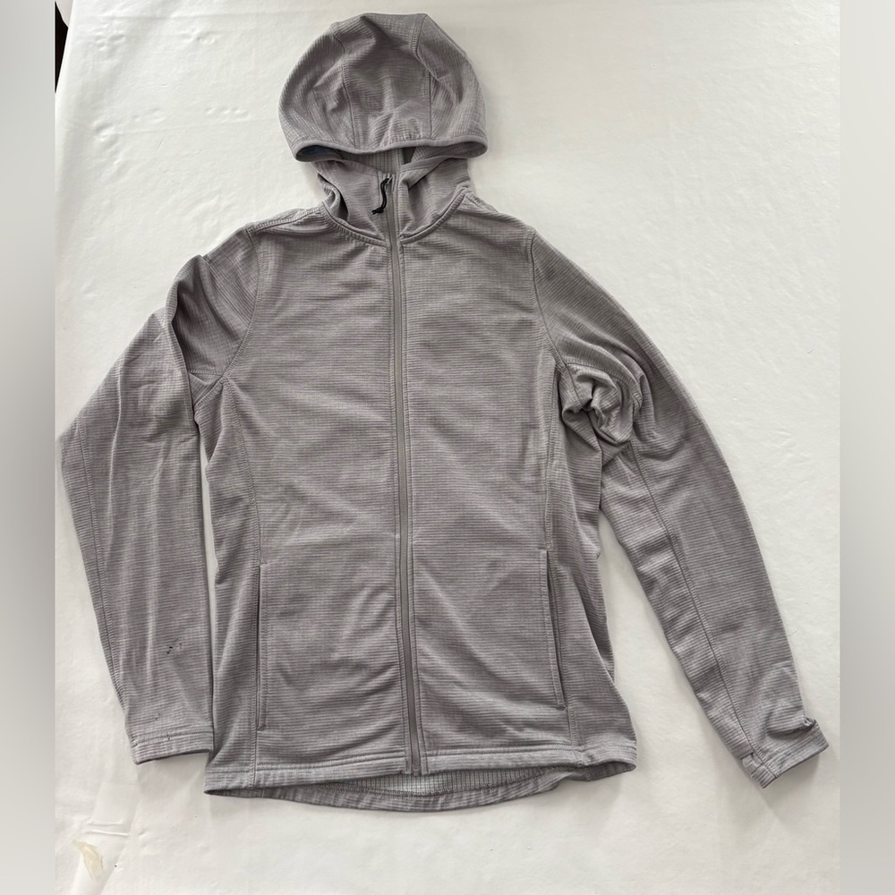 Eddie Bauer Women’s Small Performance, Waffle Fleece-lined Gray Full-Zip Hoodie